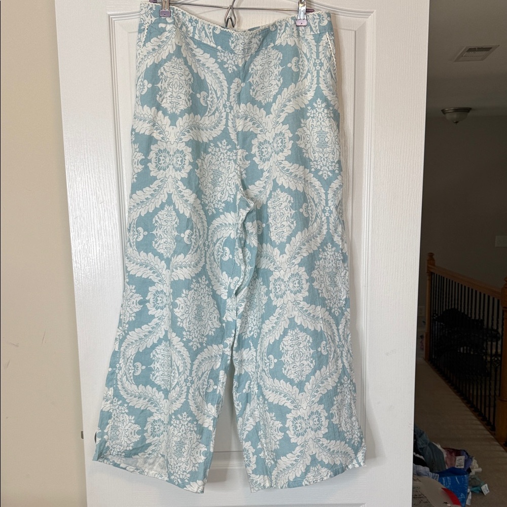 Laura Ashley Linen Pull On Wide Leg Pants XL